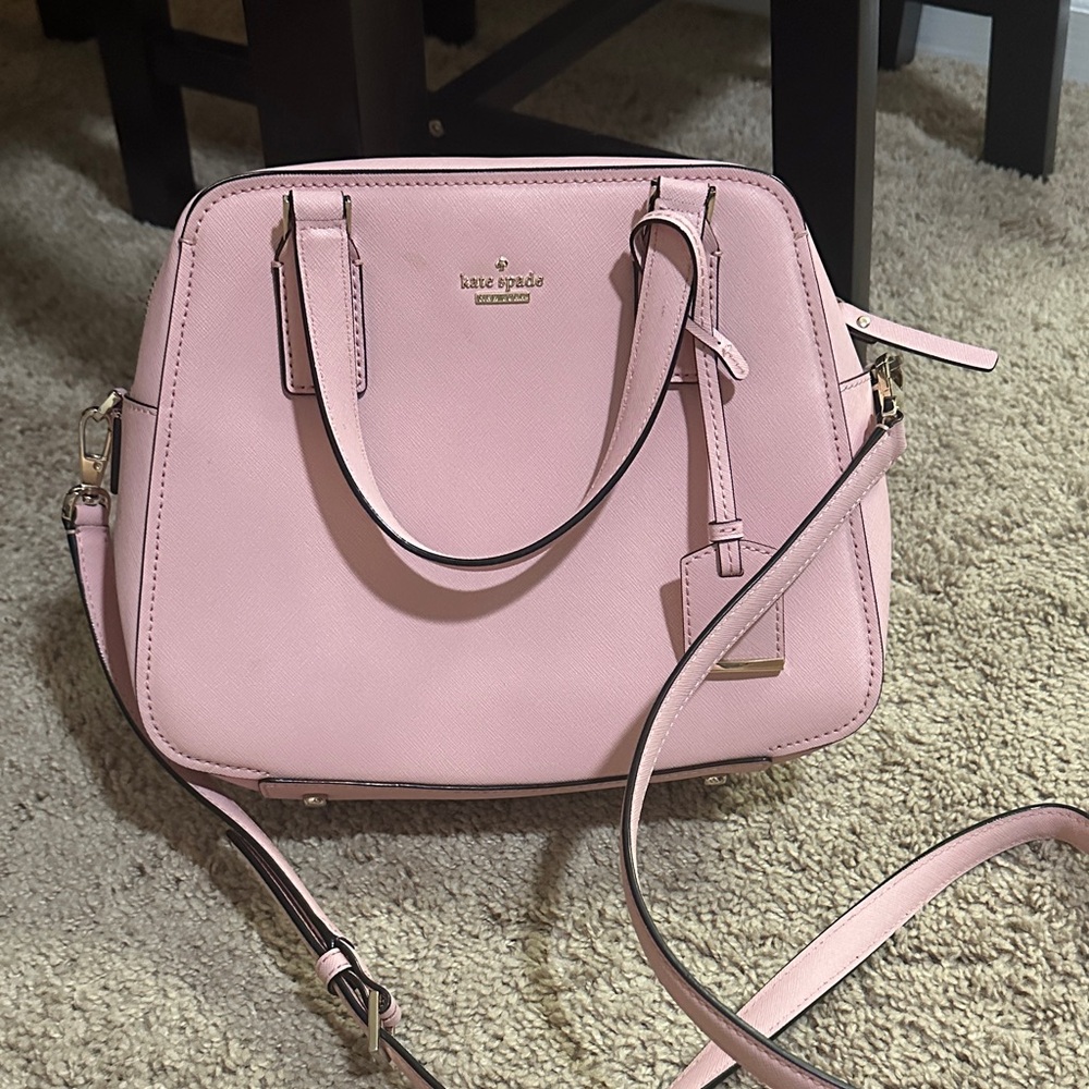 kate spade pink saffiano dome satchel with gold hardware